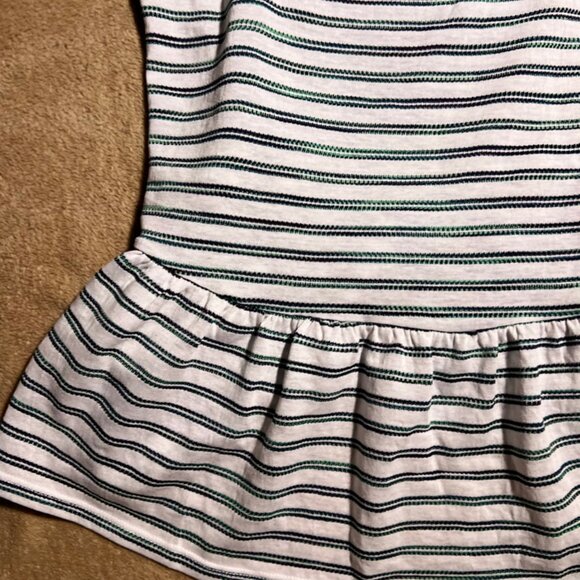 A.N.A A New Approach Women Medium White Blue Green Ruffle Stripe Tank Top (D)‎ - Picture 2 of 9